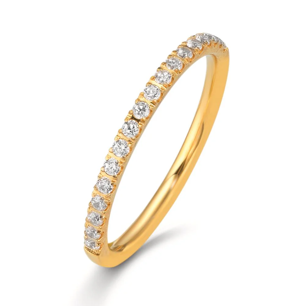 Anelli di memoria Acciaio inossidabile Zirconia bianco, 20 pietra giallo rivestimento IP