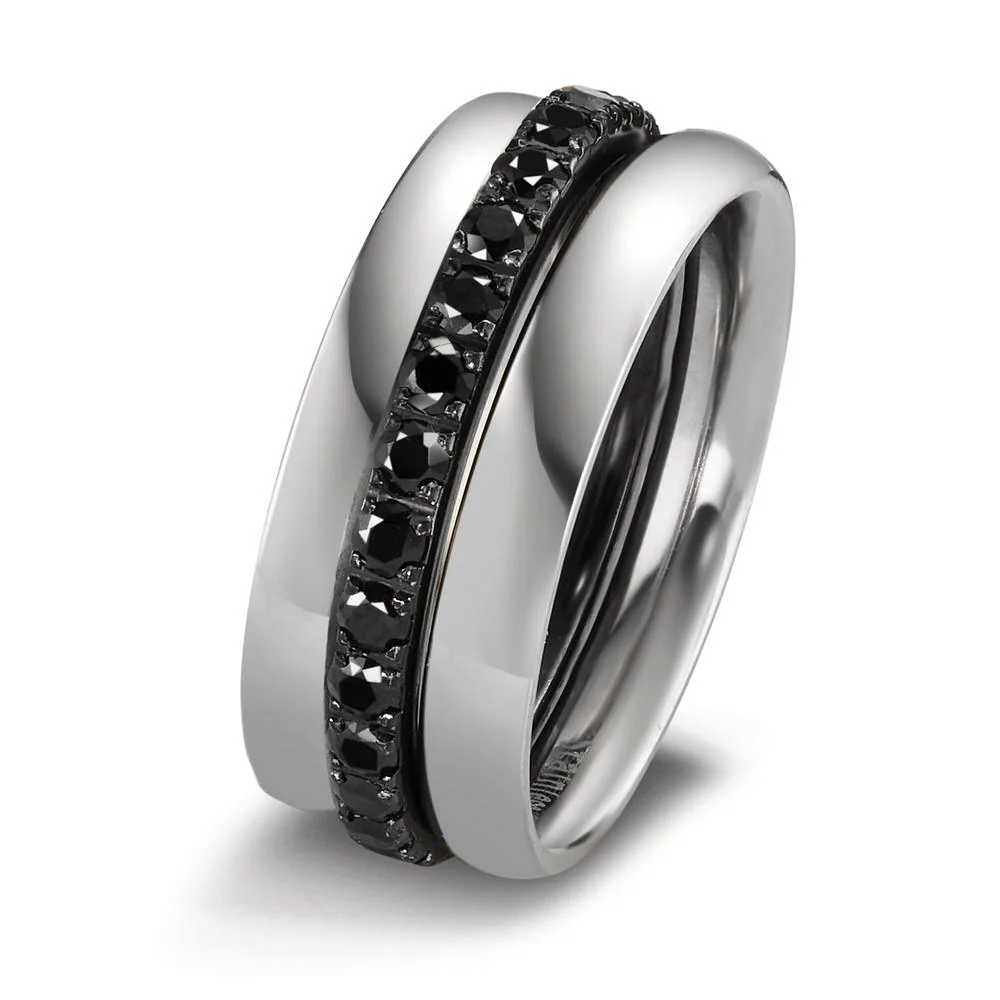 Anelli di memoria Acciaio inossidabile Zirconia nero - Image 10