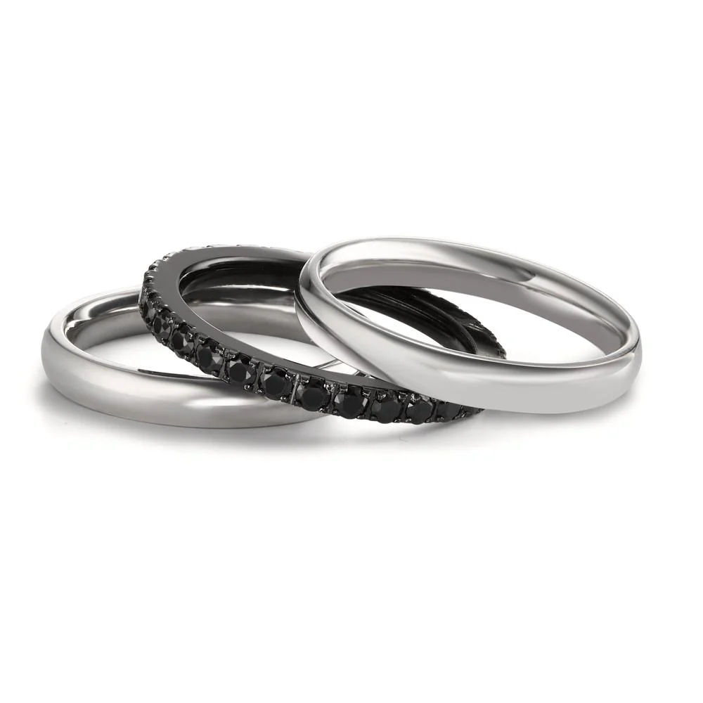 Anelli di memoria Acciaio inossidabile Zirconia nero - Image 11
