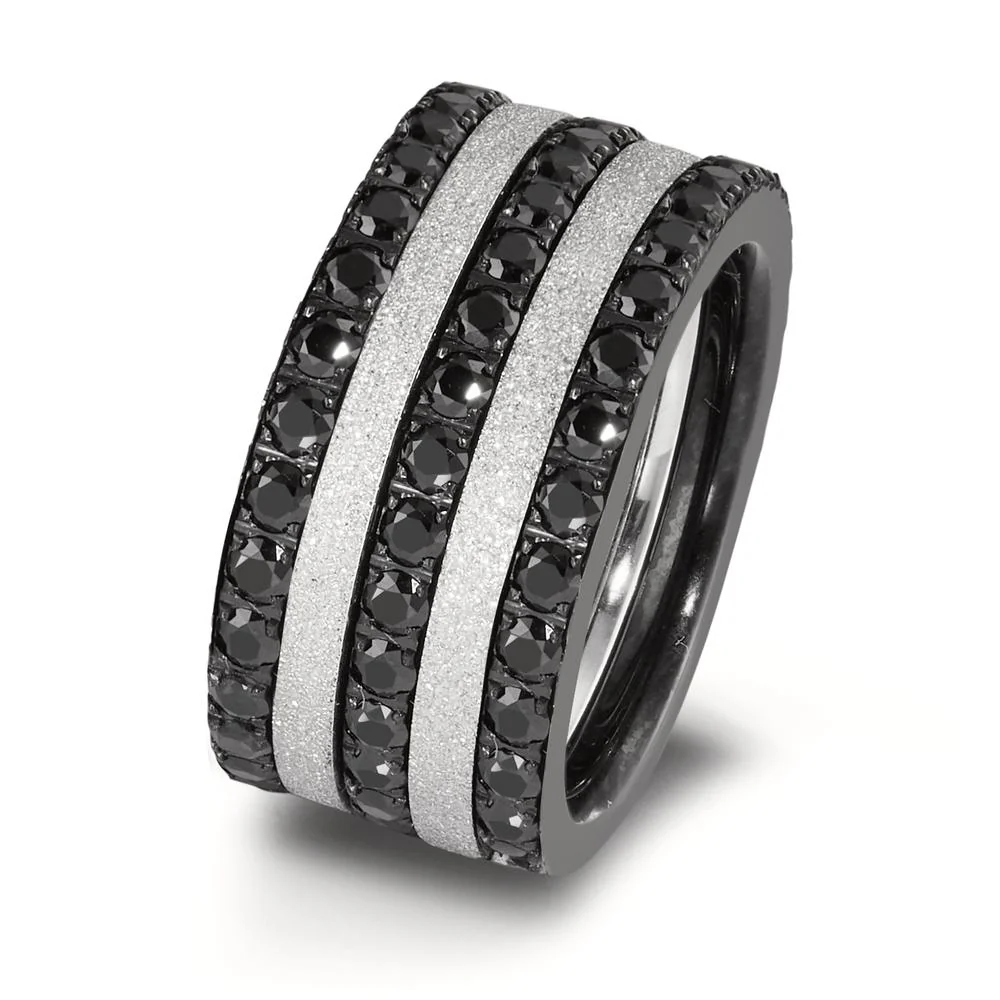 Anelli di memoria Acciaio inossidabile Zirconia nero - Image 5
