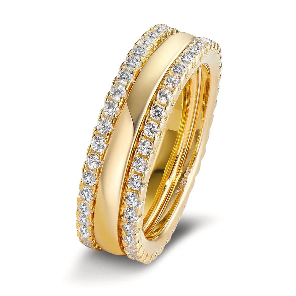 Anelli di memoria Argento Zirconia giallo dorato - Image 5