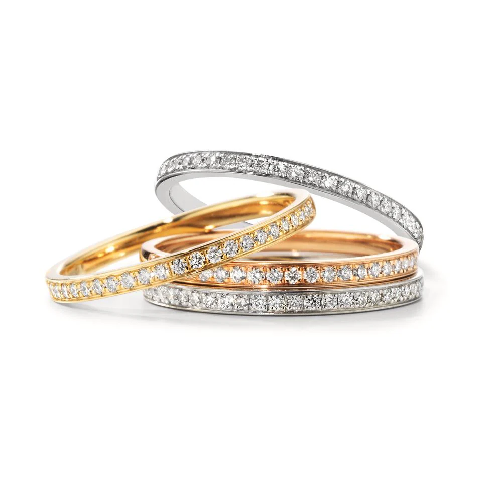 Anelli di memoria Oro bianco 750/18 carati Diamante 0.14 ct, 24 pietra, w-si - Image 4