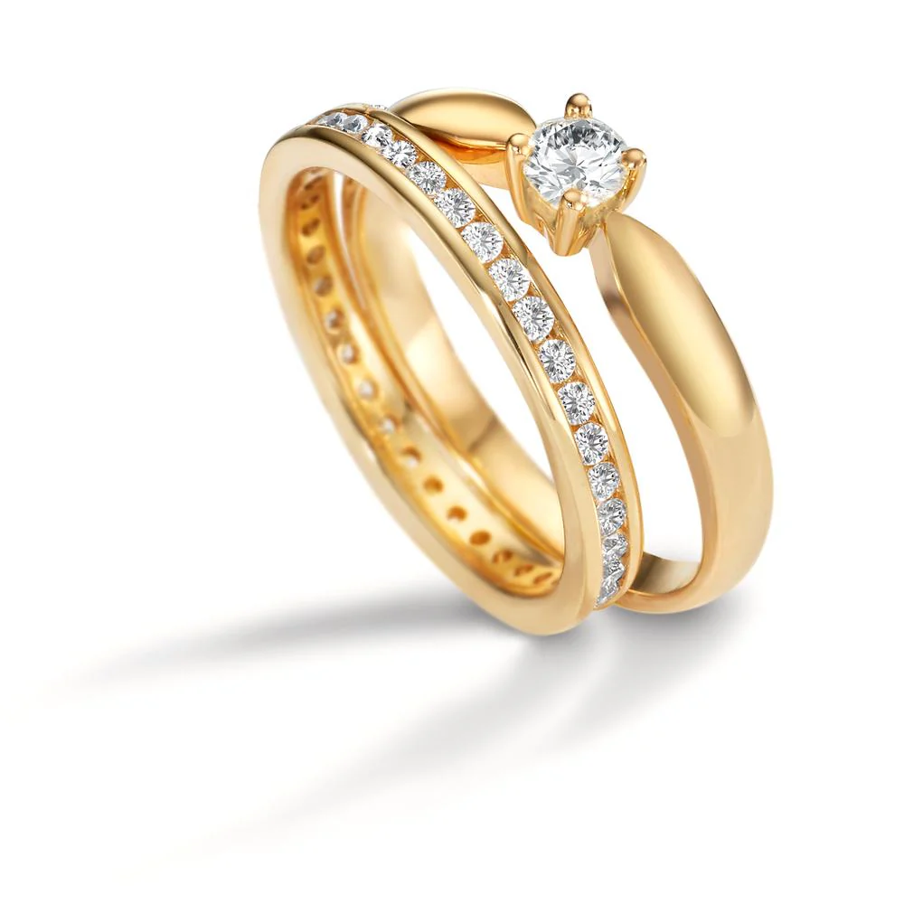 Anello solitario Oro giallo 750/18 carati Diamante 0.20 ct, w-si - Image 2