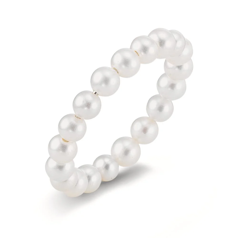 Anelli impilabili Acciaio inossidabile Perla coltivata d'acqua dolce 3-4 mm