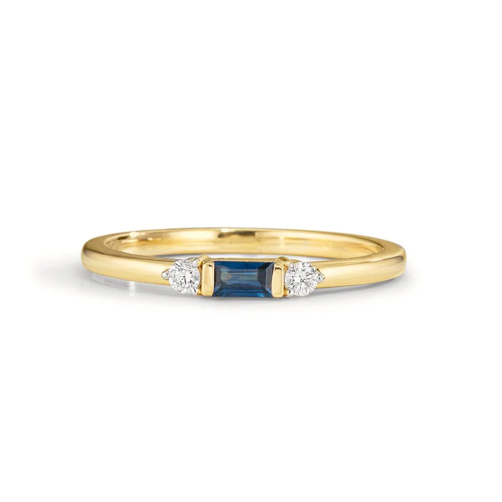 Anelli impilabili Oro giallo 585/14 kt Zaffiro 0.15 ct, Diamante 0.07 ct, 2 pietra, w-vsi - Image 2