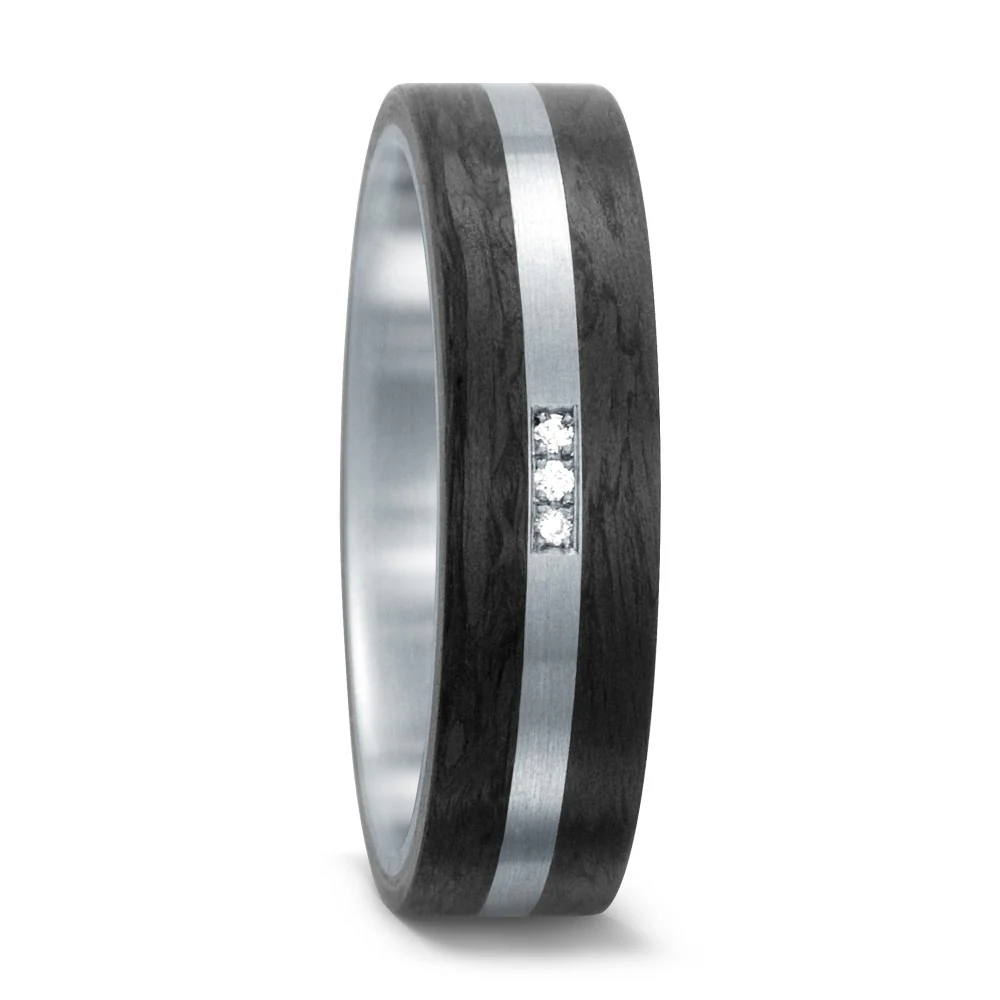 Anello Acciaio inossidabile, Carbonio Diamante bianco, 0.021 ct, w-si