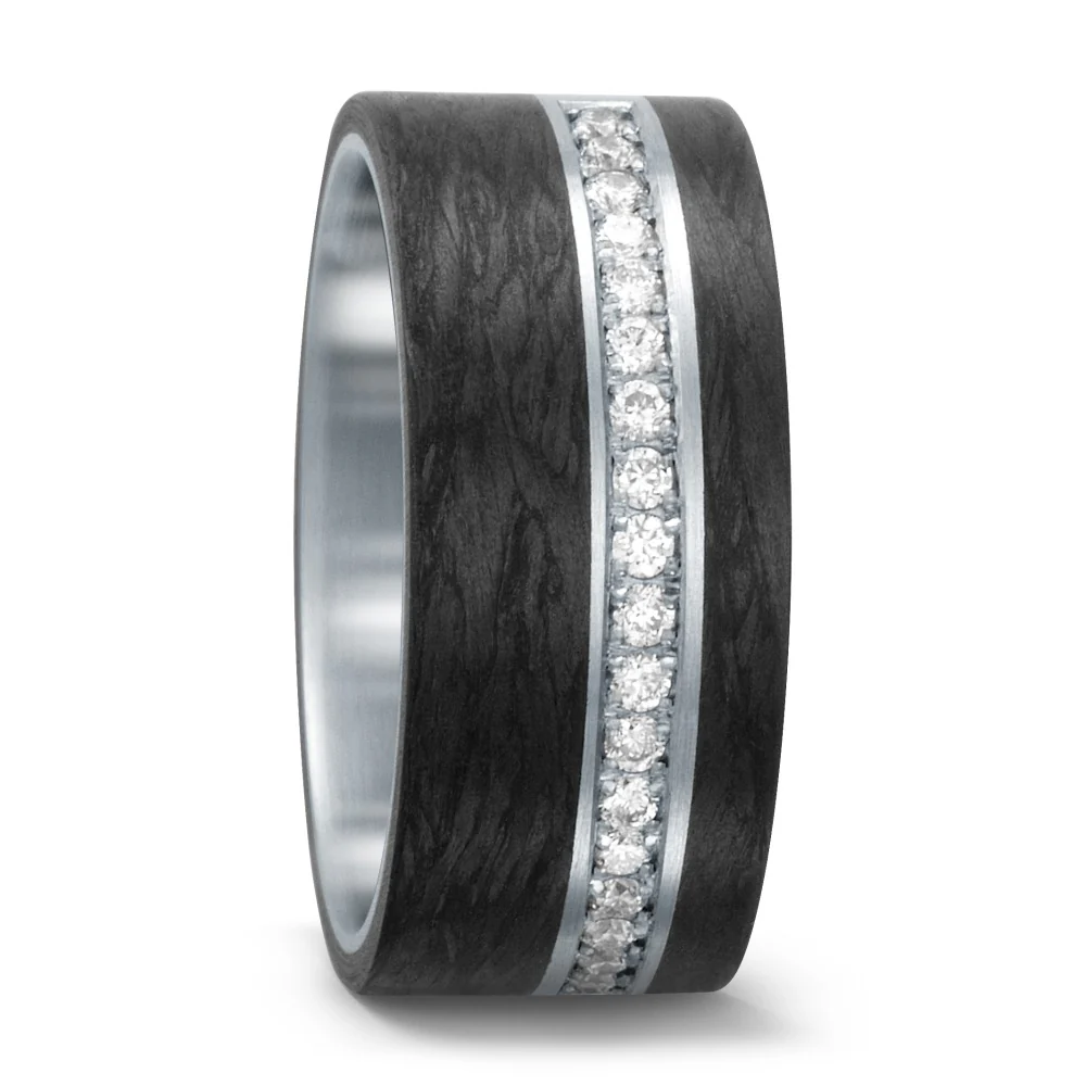 Anello Acciaio inossidabile, Carbonio Diamante bianco, 0.30 ct, w-si