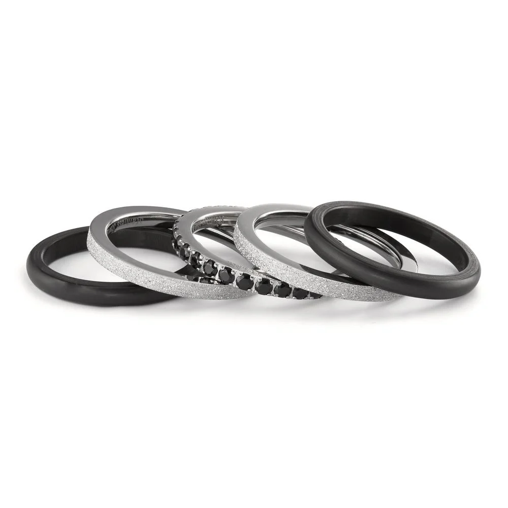 Anello Acciaio inossidabile, Carbonio Zirconia nero - Image 2