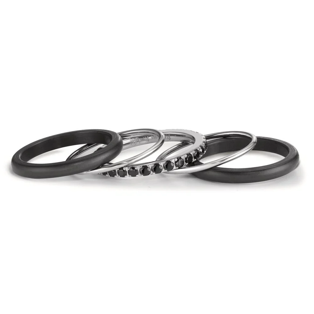 Anello Acciaio inossidabile, Carbonio Zirconia nero - Image 2
