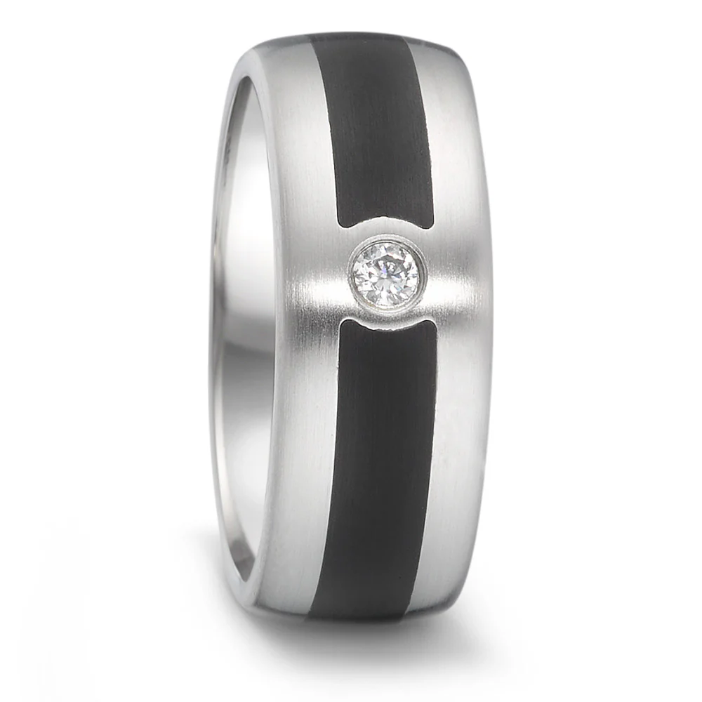 Anello Acciaio inossidabile, Ceramica Diamante 0.06 ct, tw-si