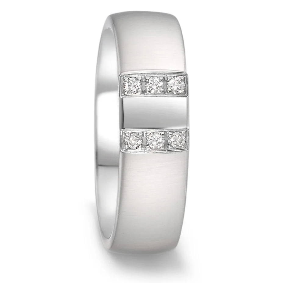Anello Acciaio inossidabile Diamante 0.072 ct, 6 pietra, tw-si
