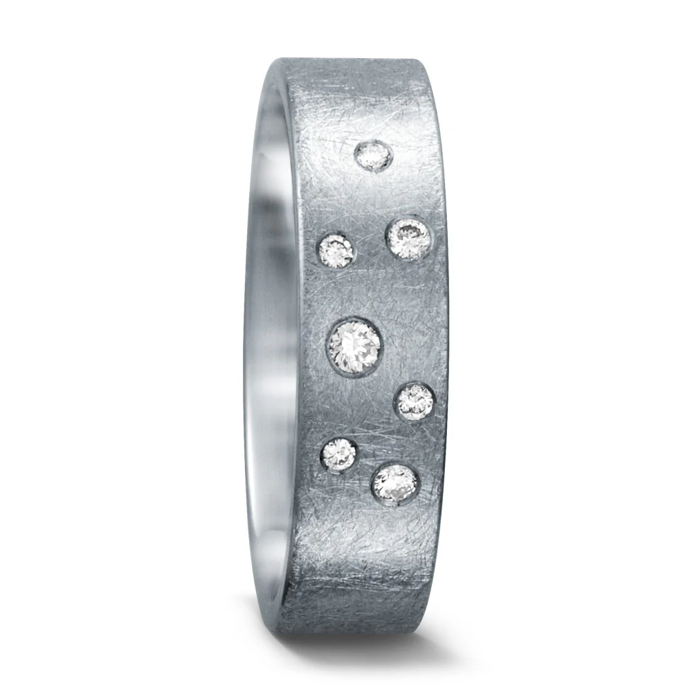 Anello Acciaio inossidabile Diamante bianco, 0.03 ct, [Brillant], w-si, Diamante bianco, 0.02 ct, 2 pietra, [Brillant], w-si, Diamante bianco, 0.04 ct, 4 pietra, [Brillant], w-si