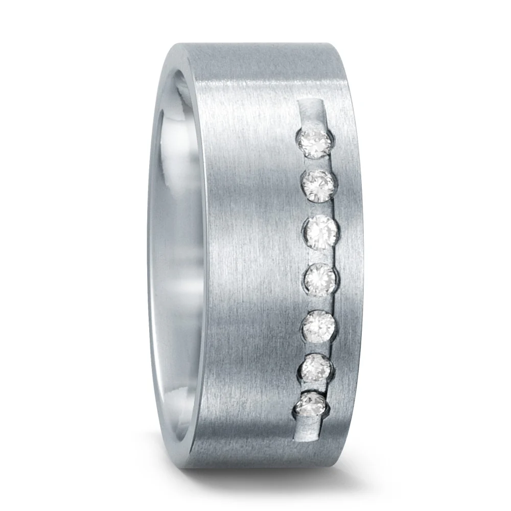 Anello Acciaio inossidabile Diamante bianco, 0.14 ct, [Brillant], w-si