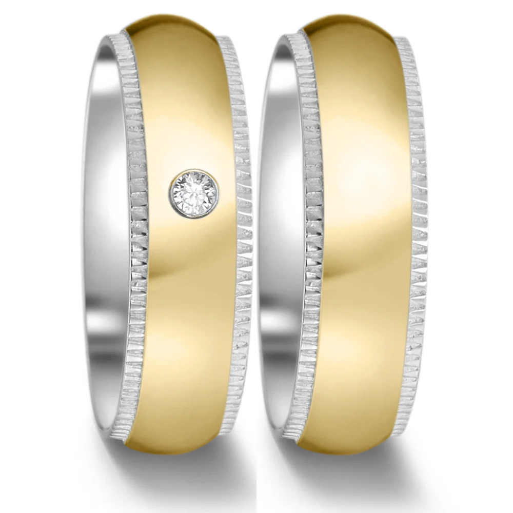 Anello Acciaio inossidabile Zirconia giallo rivestimento IP - Image 2
