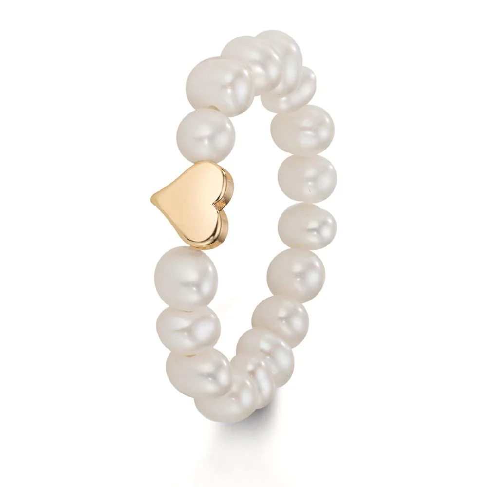 Anello Acciaio inossidabile giallo rivestimento IP Perla coltivata d'acqua dolce bianco, 5 mm - Image 3