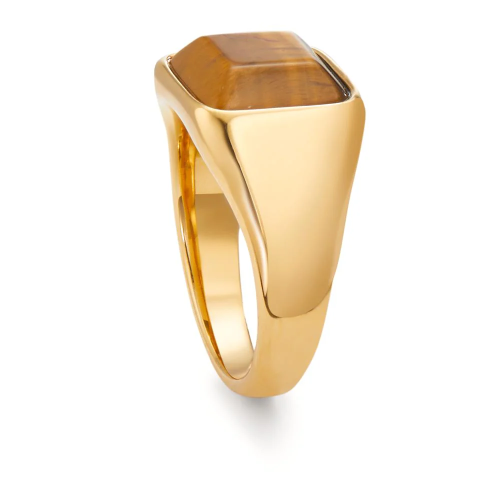 Anello Acciaio inossidabile Occhio di tigre giallo rivestimento IP - Image 3