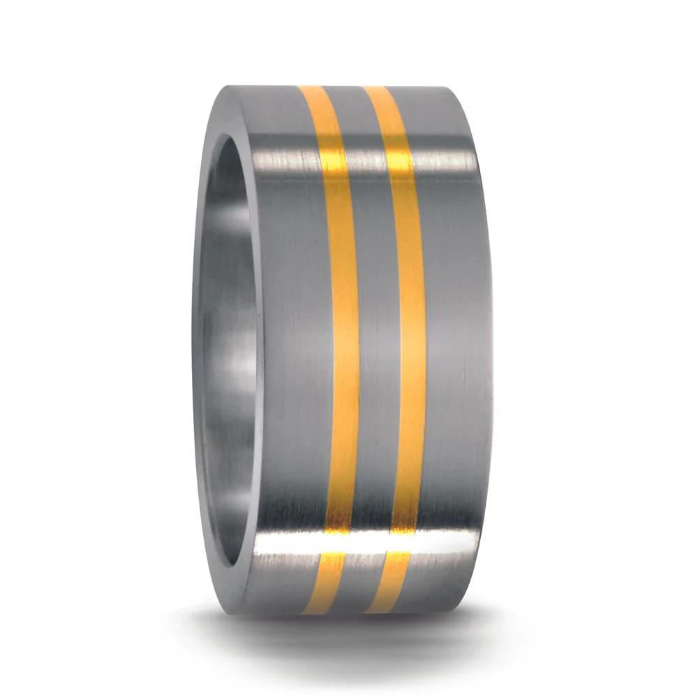 Anello Acciaio inossidabile, Oro giallo 750/18 carati