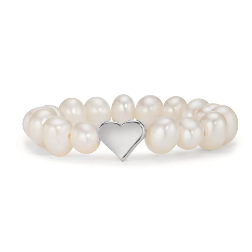 Anello Acciaio inossidabile Perla coltivata d'acqua dolce bianco, 5 mm Cuore - Image 2