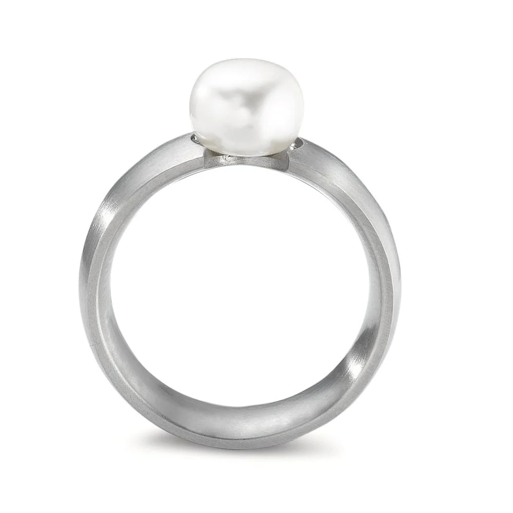 Anello Acciaio inossidabile Perla coltivata d'acqua dolce bianco 7-8 mm - Image 4