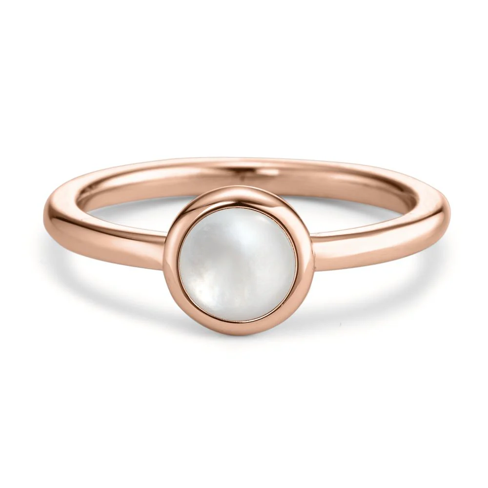 Anello Acciaio inossidabile rosa rivestimento IP Madreperla bianco Ø8 mm - Image 2