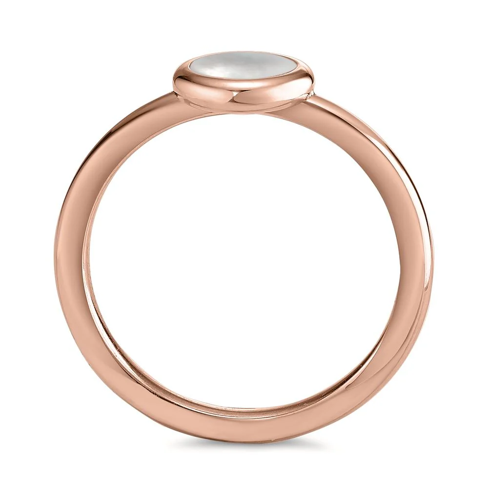 Anello Acciaio inossidabile rosa rivestimento IP Madreperla bianco Ø8 mm - Image 3