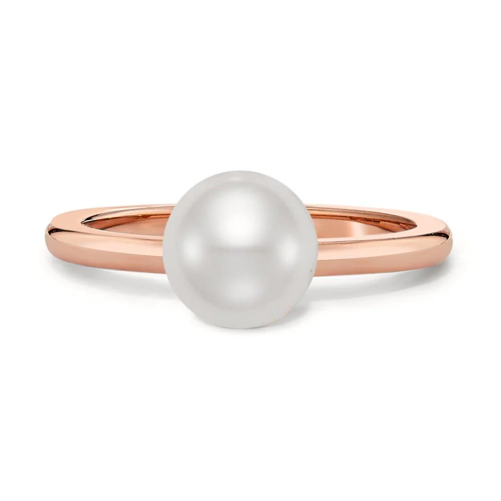 Anello Acciaio inossidabile rosa rivestimento IP Perla di conchiglia bianco, 8 mm - Image 2