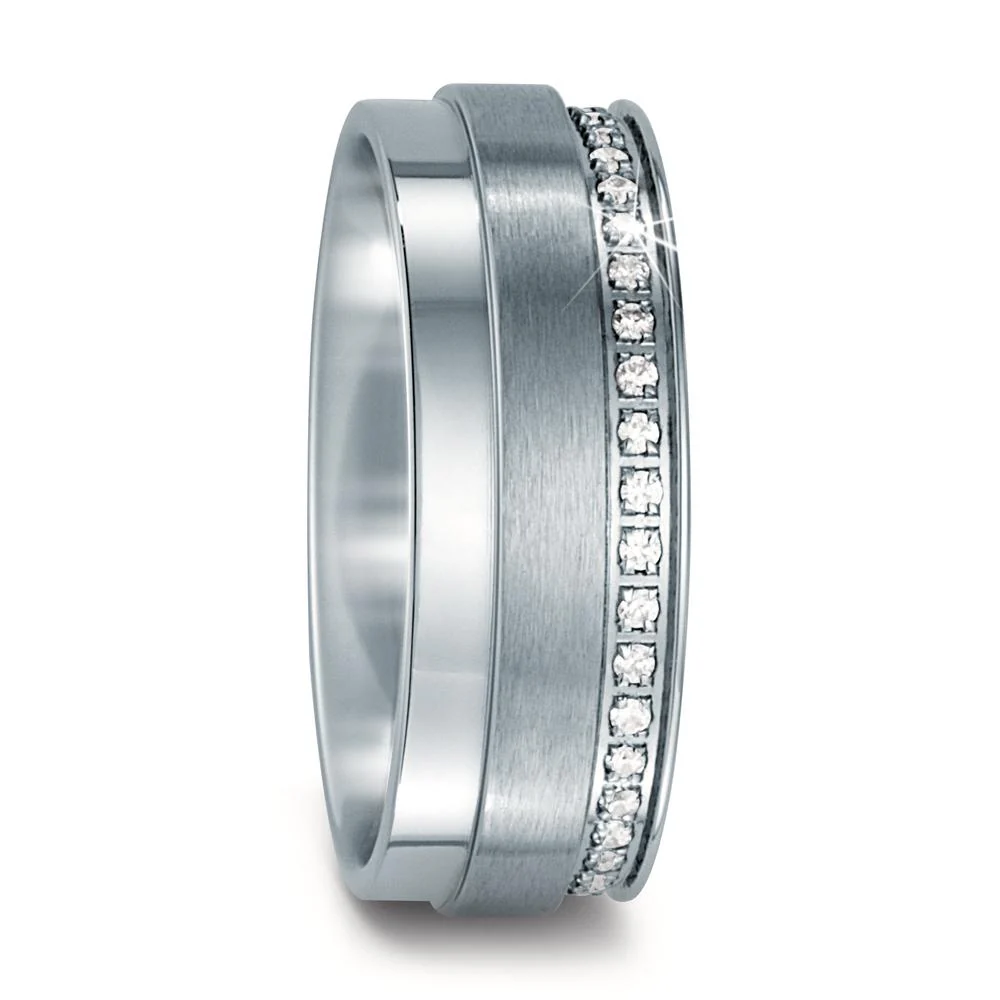 Anello Acciaio inossidabile Zirconia bianco