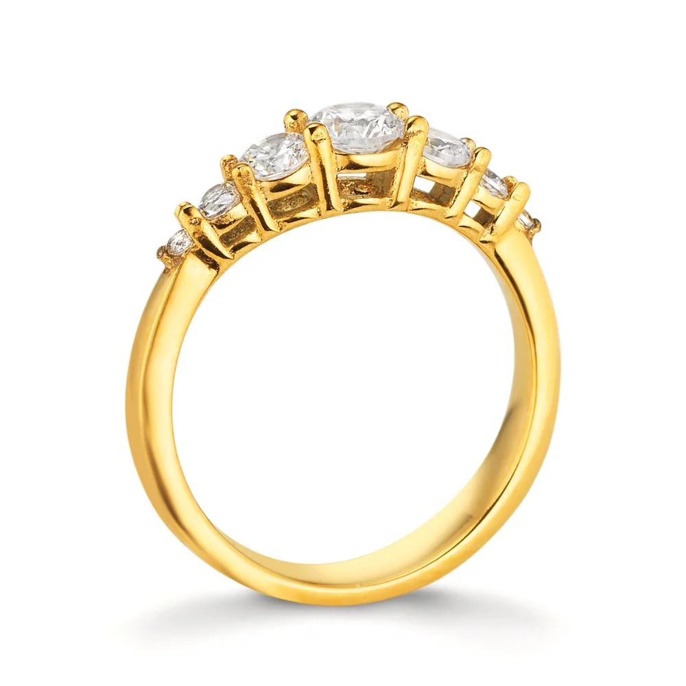 Anello Acciaio inossidabile Zirconia bianco, 7 pietra giallo rivestimento IP - Image 2
