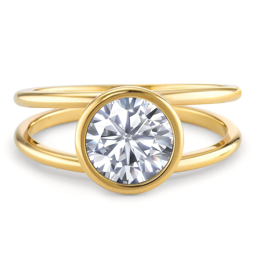 Anello Acciaio inossidabile Zirconia bianco giallo rivestimento IP Ø9.5 mm - Image 2