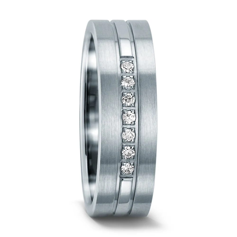 Anello Acciaio inossidabile Zirconia bianco, [rund]