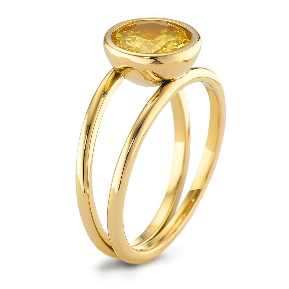 Anello Acciaio inossidabile Zirconia giallo giallo rivestimento IP Ø9.5 mm - Image 2