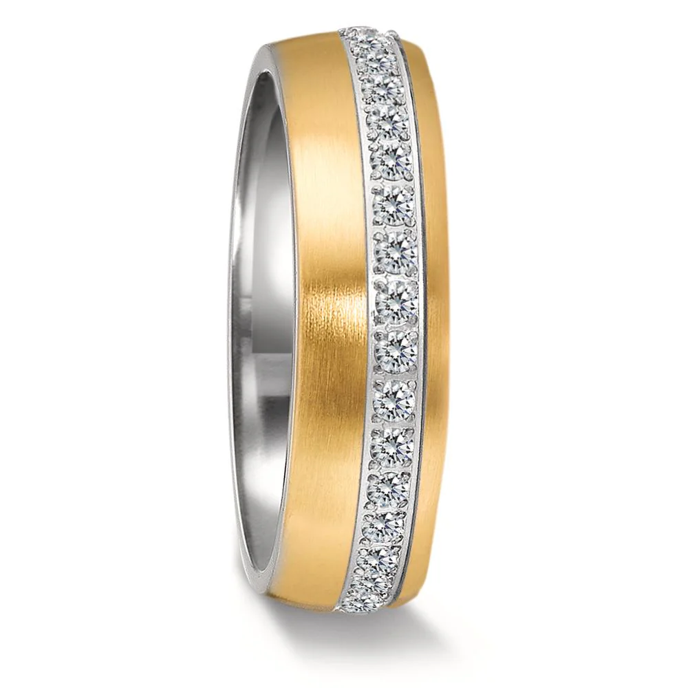 Anello Acciaio inossidabile Zirconia giallo rivestimento IP