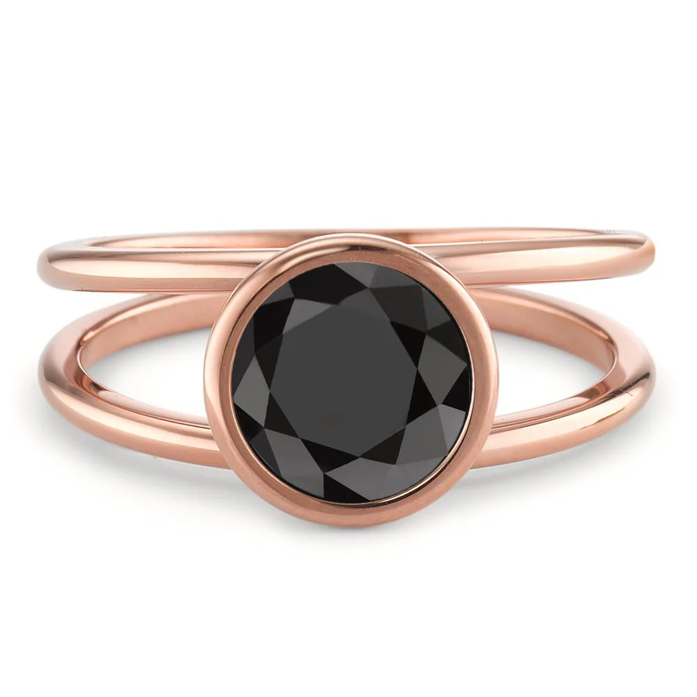 Anello Acciaio inossidabile Zirconia nero rosa rivestimento IP Ø9.5 mm - Image 2