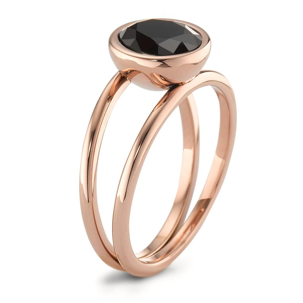 Anello Acciaio inossidabile Zirconia nero rosa rivestimento IP Ø9.5 mm - Image 3