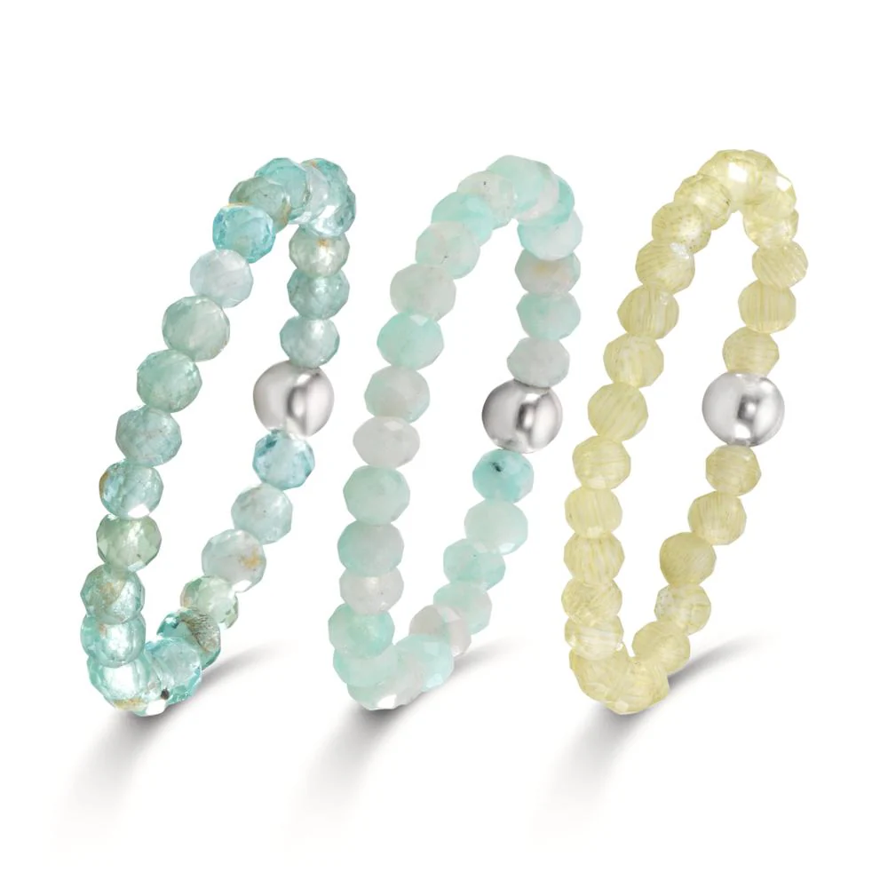 Anello Amazzonite 2 mm, Peridoto 2 mm, Agata 2 mm