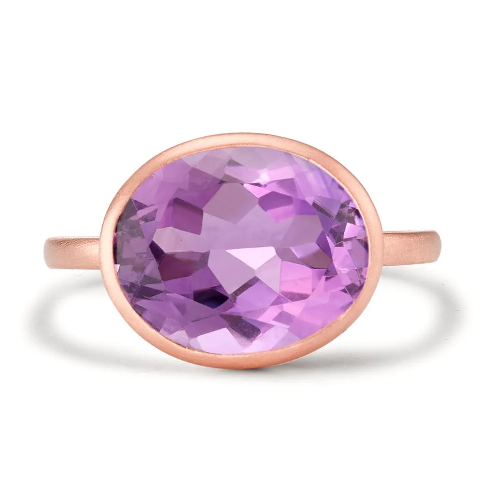 Anello Argento Ametista rosa dorato - Image 3