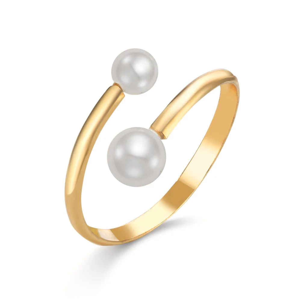 Anello Argento giallo dorato [shining Pearls], 2 Perla 4-5 mm