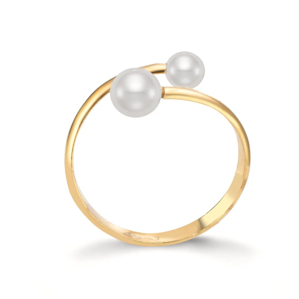 Anello Argento giallo dorato [shining Pearls], 2 Perla 4-5 mm - Image 3
