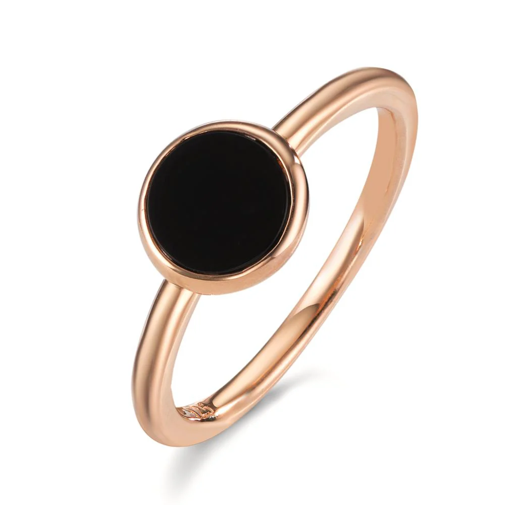 Anello Argento Onice rosa dorato Ø7.5 mm