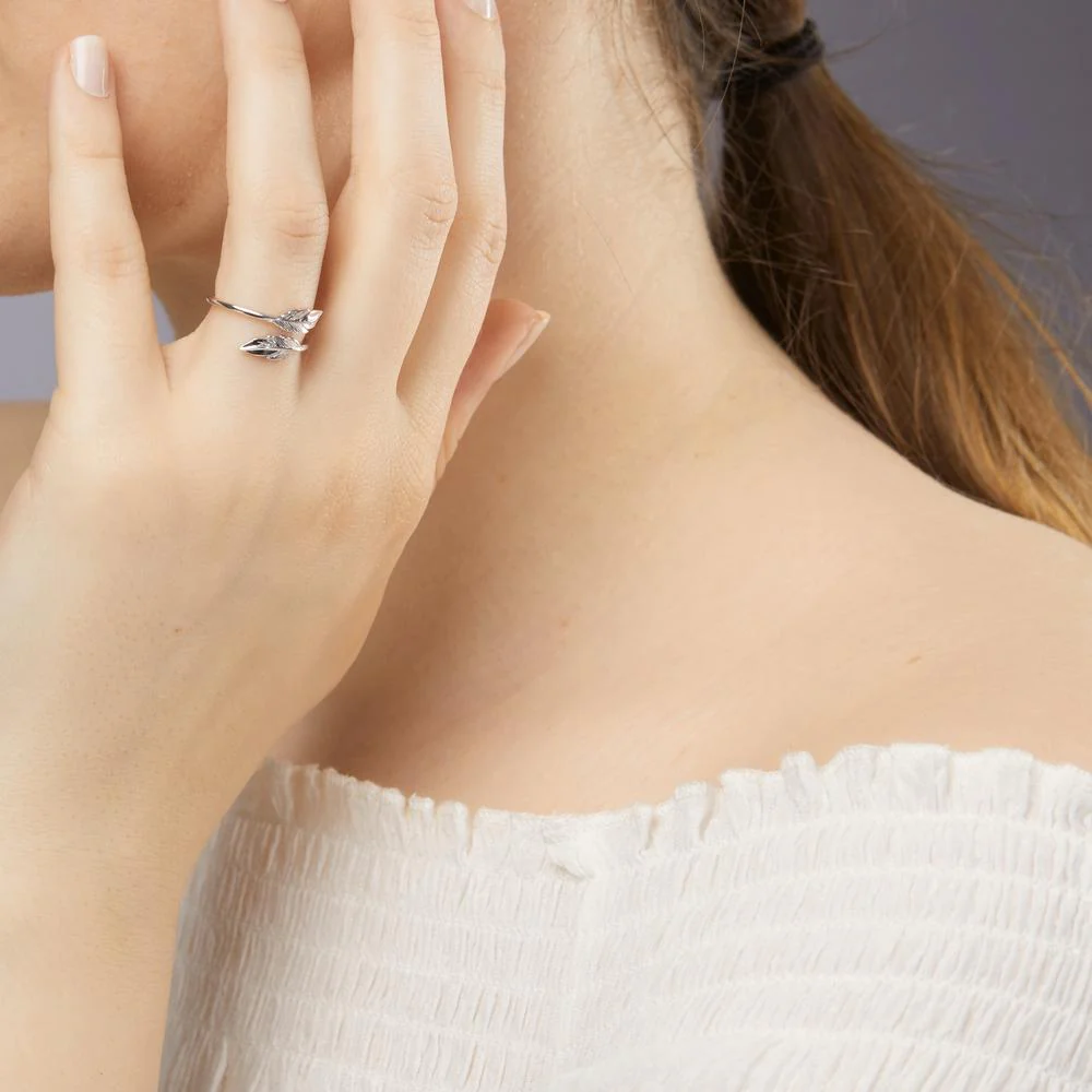Anello Argento rodiato Piuma - Image 4