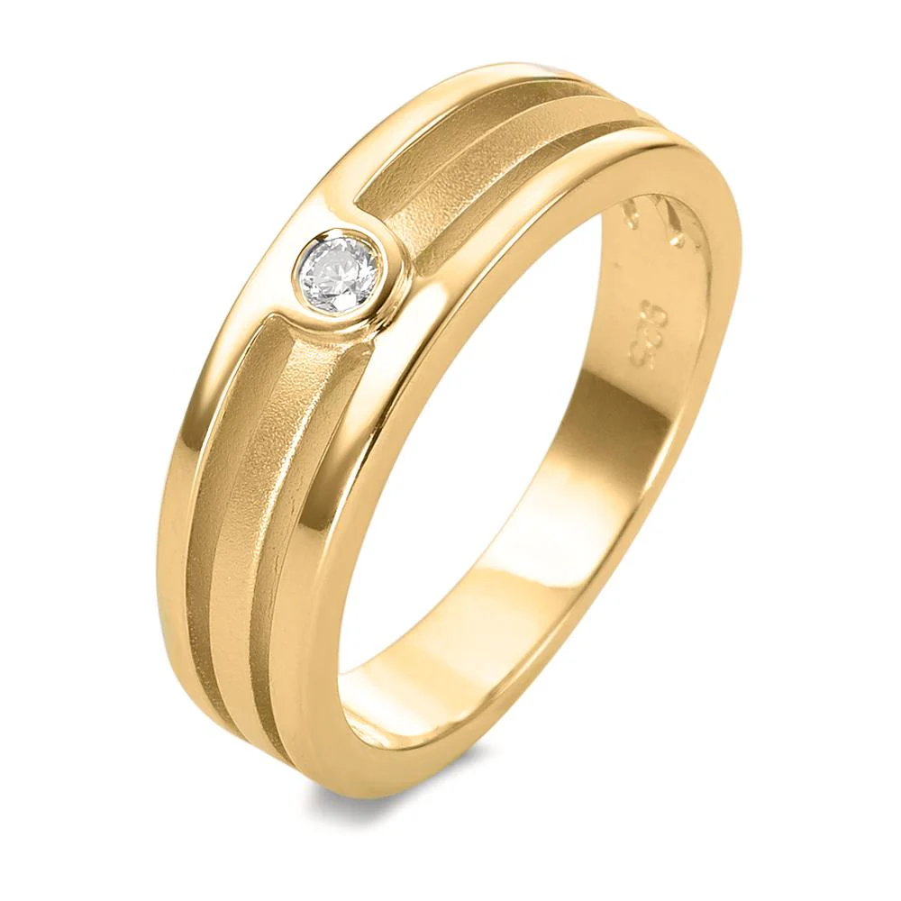 Anello Argento Zirconia giallo dorato