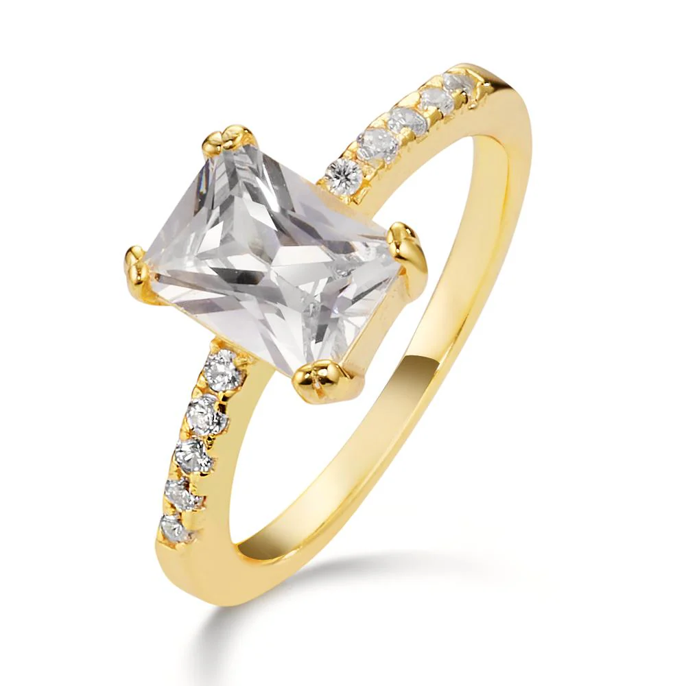 Anello Argento Zirconia giallo dorato