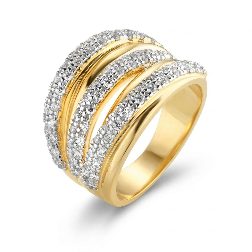Anello Argento Zirconia giallo dorato