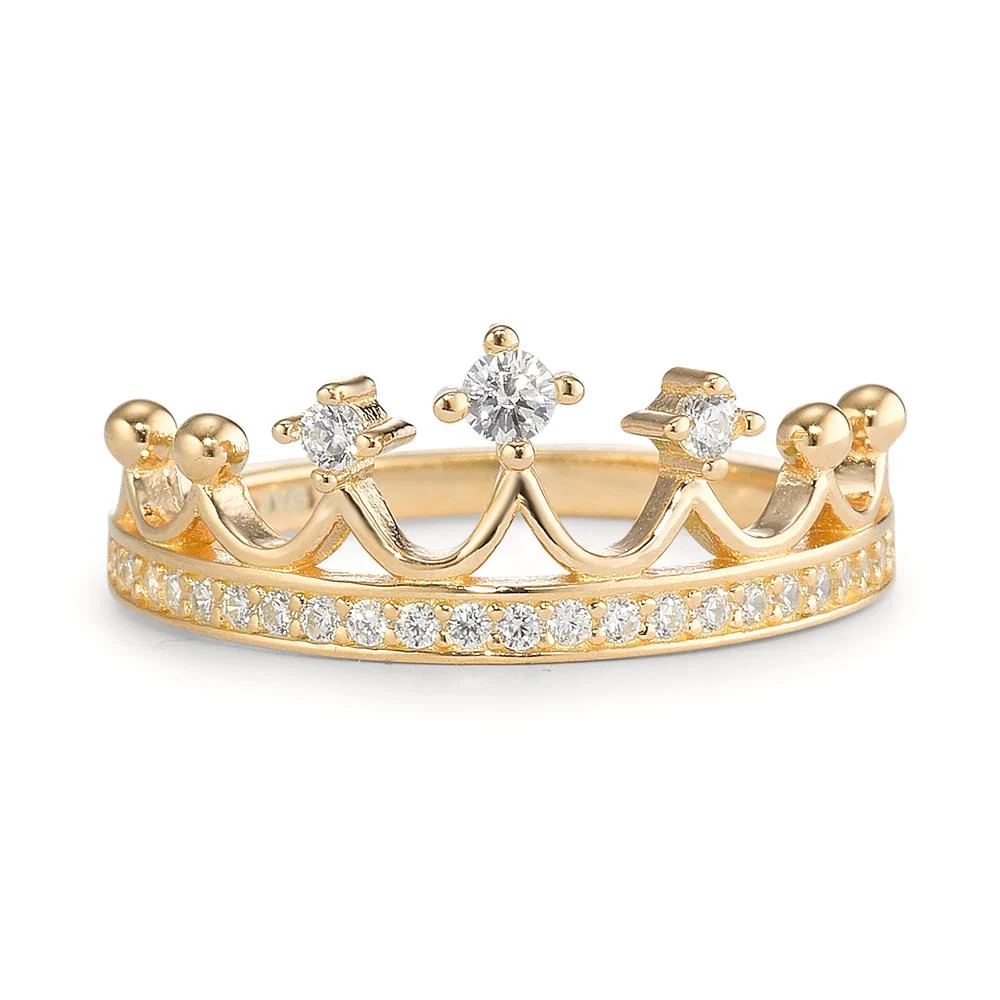 Anello Argento Zirconia giallo dorato Corona - Image 2