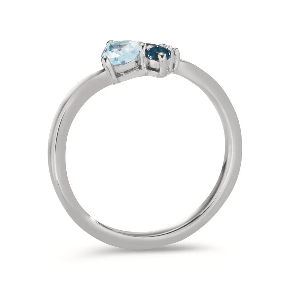 Anello Argento Zirconia, Iolite, Topazio azzurro di Londra, Topazio blu rodiato - Image 3