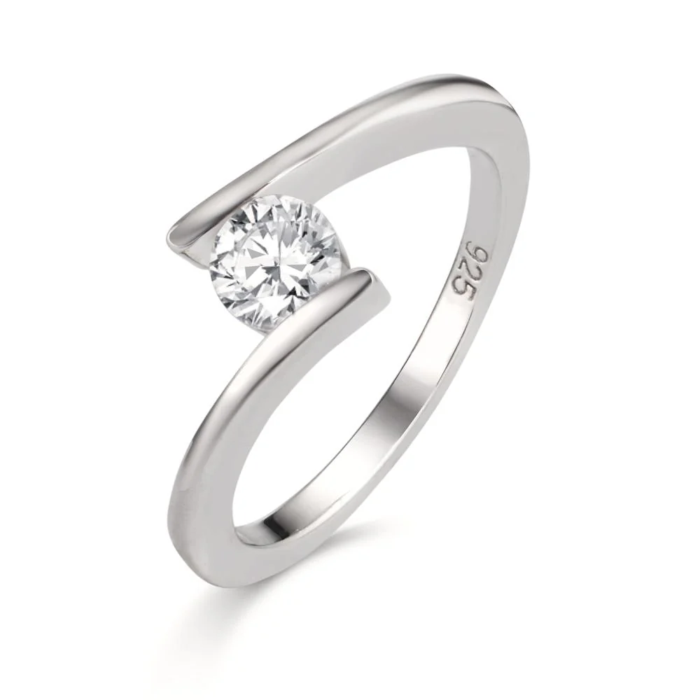 Anello Argento Zirconia rodiato