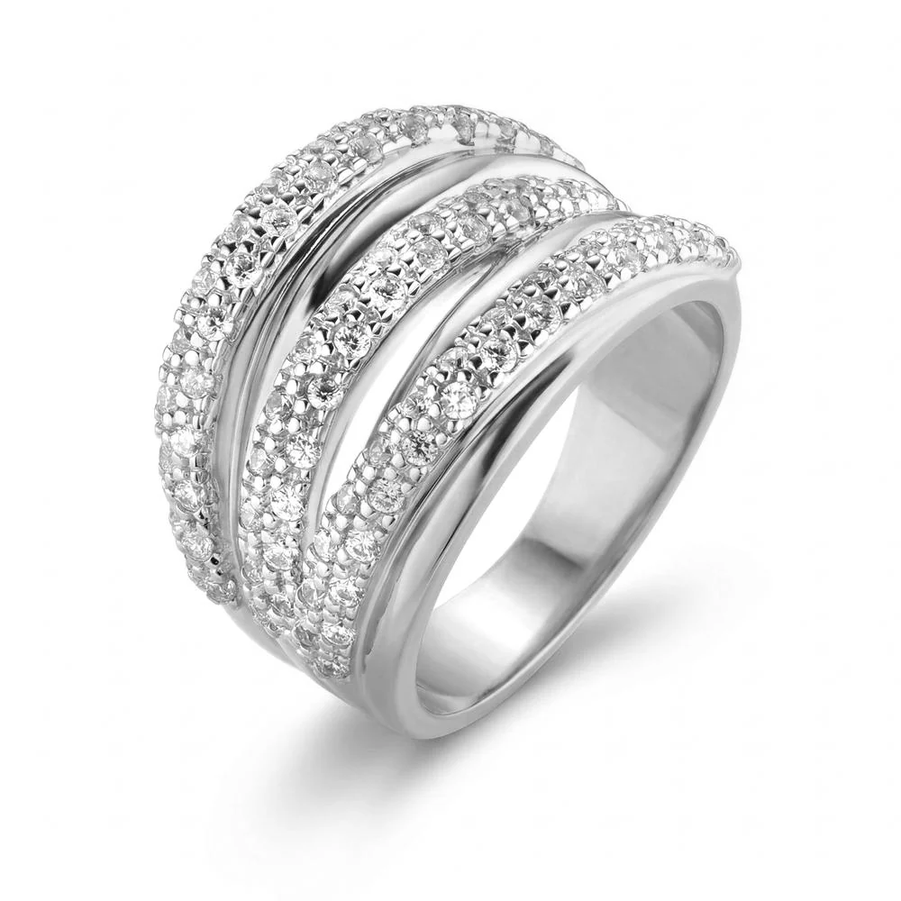 Anello Argento Zirconia rodiato