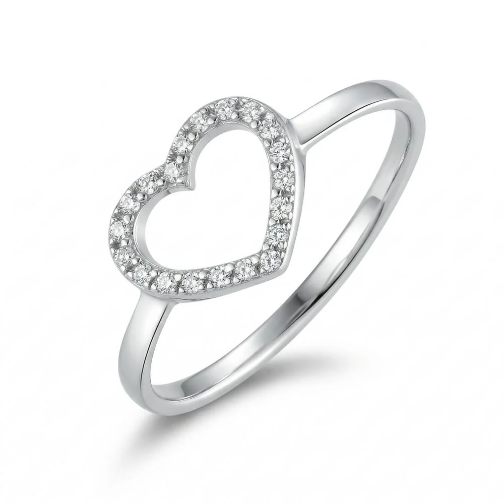 Anello Argento Zirconia rodiato Cuore Ø8.5 mm