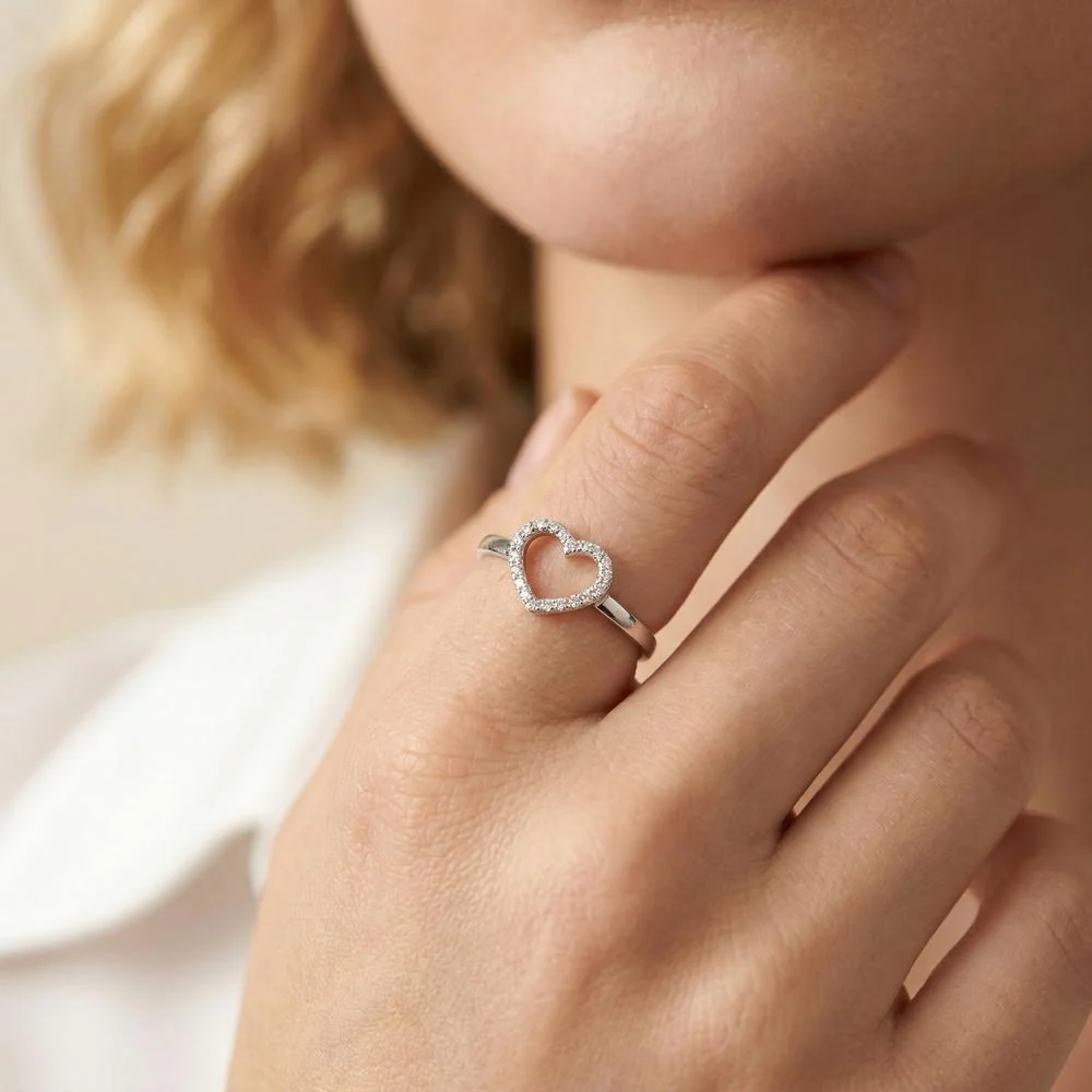 Anello Argento Zirconia rodiato Cuore Ø8.5 mm - Image 3