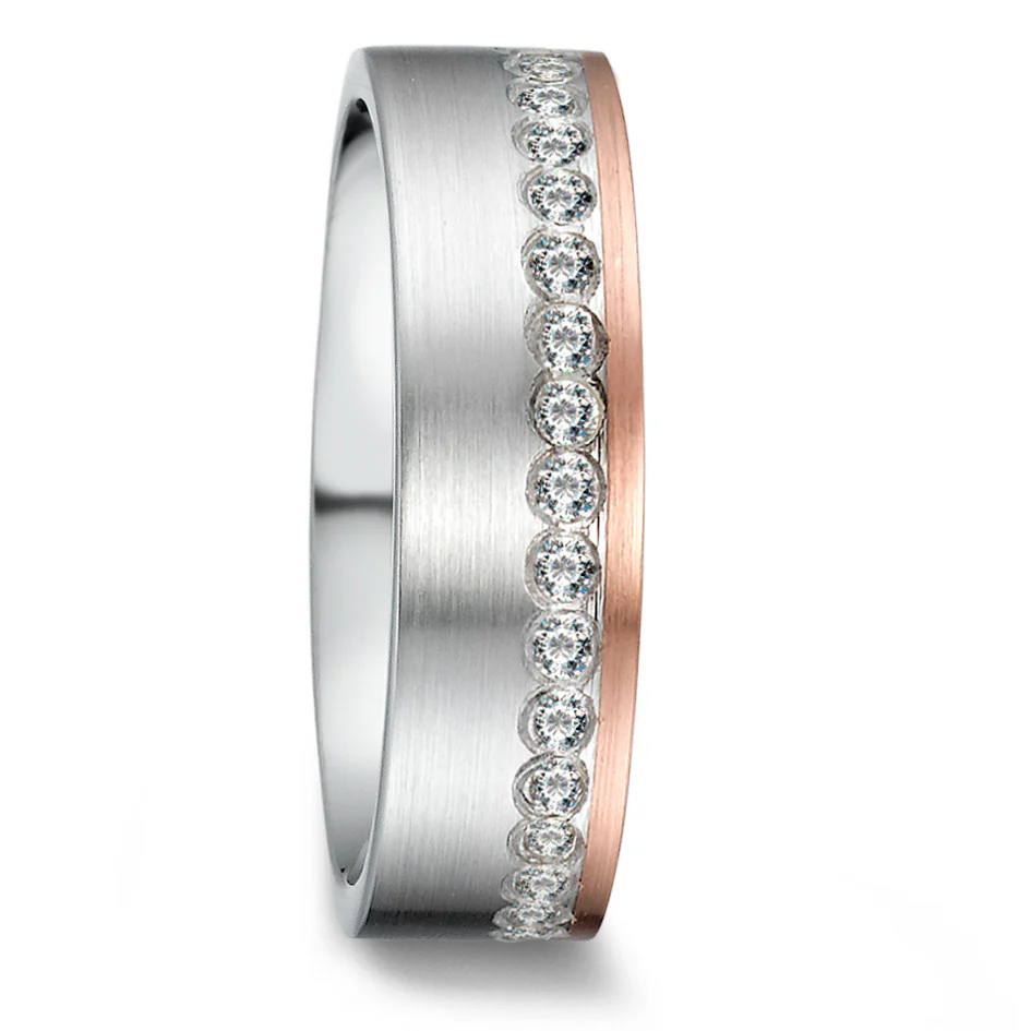 Anello Argento Zirconia rosa dorato